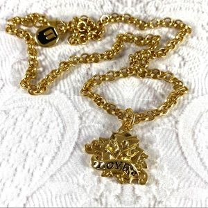 Killer rose Love Tattoo flash gold-tone necklace